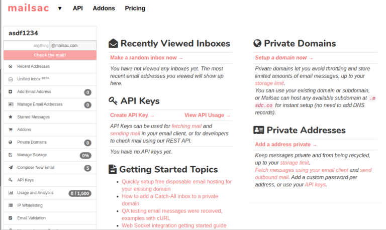 Brand New Look To Dashboard - mailsac blog