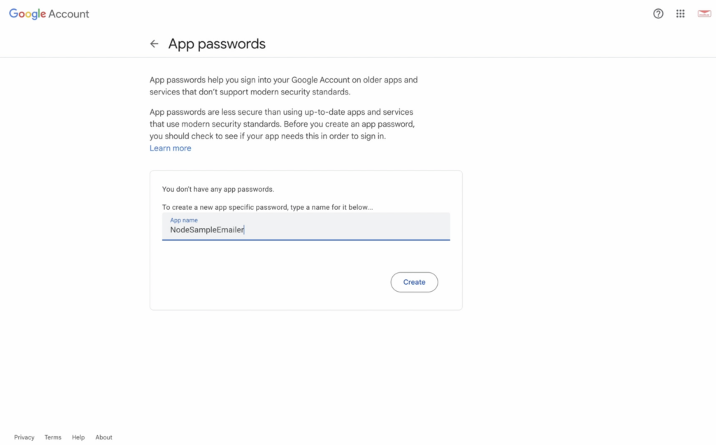 A graphical view of the Google Account password page